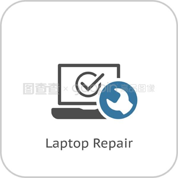 筆記本電腦修理圖標(biāo)的平面設(shè)計(jì)與計(jì)算機(jī)設(shè)備維修